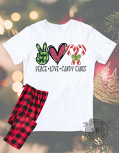 Load image into Gallery viewer, Peace Love Candy Canes Tee/Set